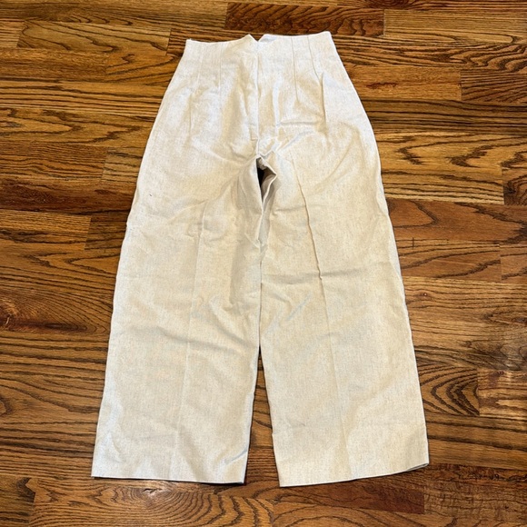 NWT Zara high waisted linen cropped wide leg pants - Picture 6 of 6